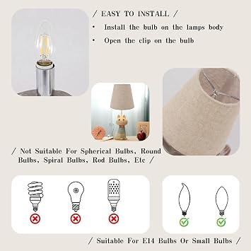 6Pcs Small Lamp Shade Clip On Drum Linen Fabric Lampshade for Candle Bulbs Lighting Accessories Candelabra Farmhouse Chandelier Shade Lampshades