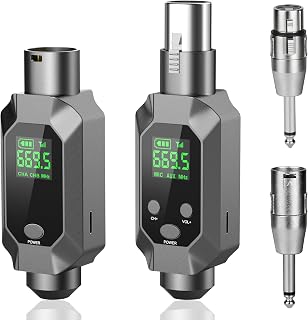 Wireless XLR Transmitter and Receiver UHF Wireless Microphone System for 262ft Range 8Hrs Battery Wireless Transmitter & Receiver Mic Adapter for Condenser, Dynamic Mics, PA, Mixer,Guitar