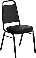 Flash Furniture HERCULES Trapezoidal Back Stacking Banquet Chair, Black Vinyl Upholstery, 500 lb Capacity, Black Frame
