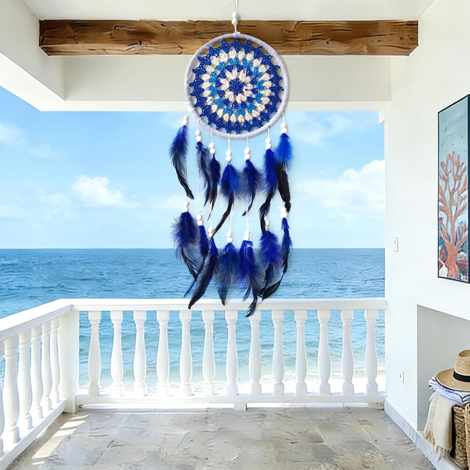 Blue Dream Catcher Feather Dream Catchers Wall Decor Handmade Dreamcatcher Wall Hanging Ornament for Bedroom Living Room Home Decor