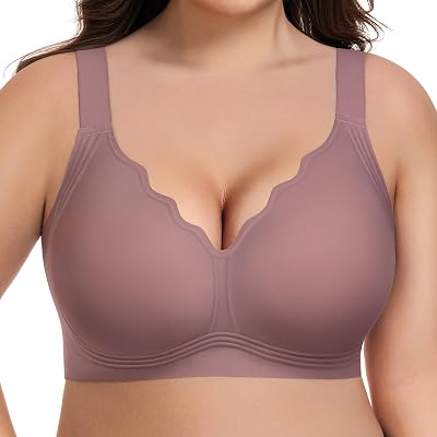 habibee Jelly Bras for Women Plus Size Wireless Full Support Scalloped Bra
