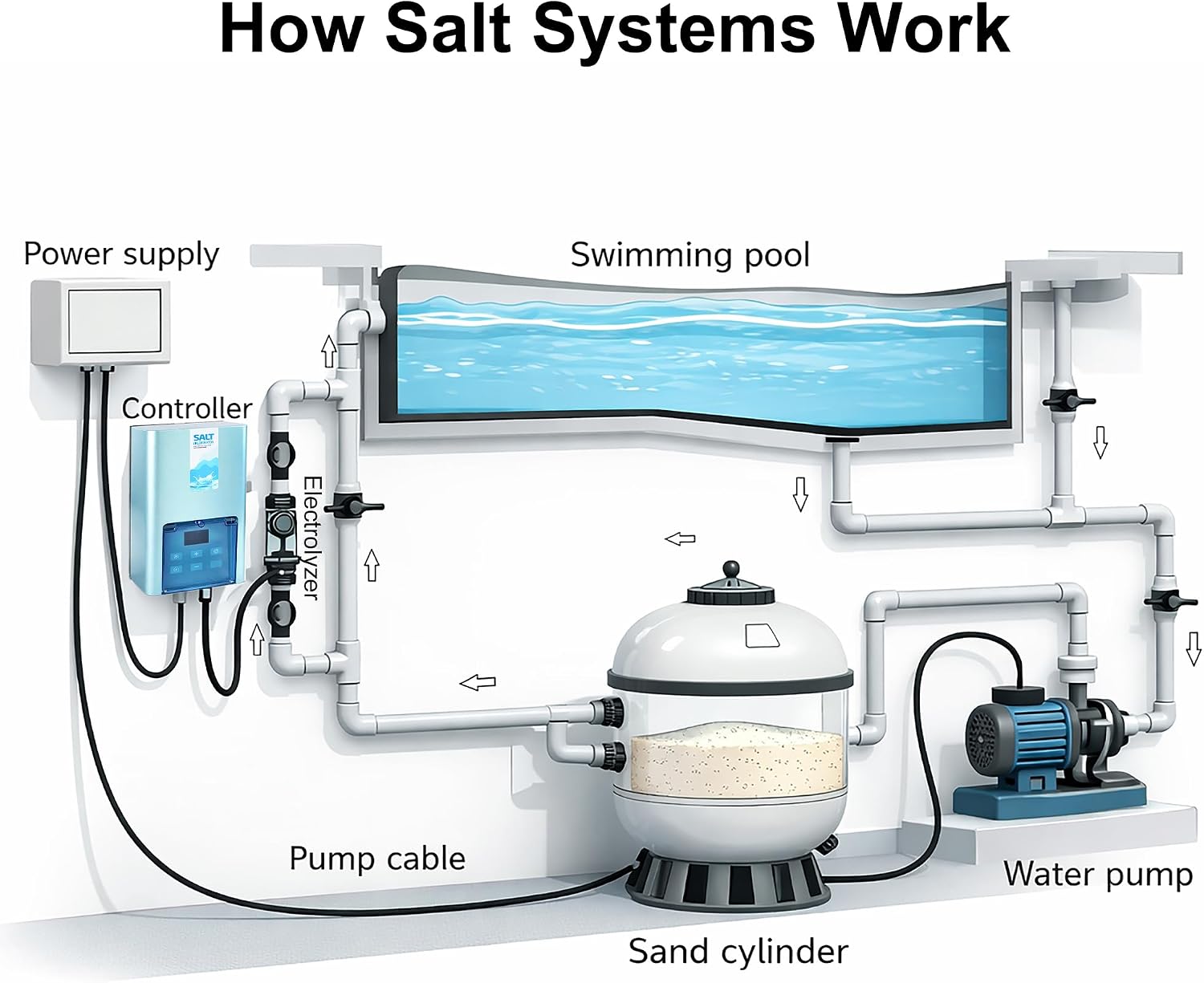 Salt Water Pool Chlorinator System – Smart Saltwater Chlorine Generator with Titanium Cell, FCC & ETL Certified, Wi-Fi & App Control, Digital Panel, Self-Cleaning, for Pools up to 40,000 Gallons