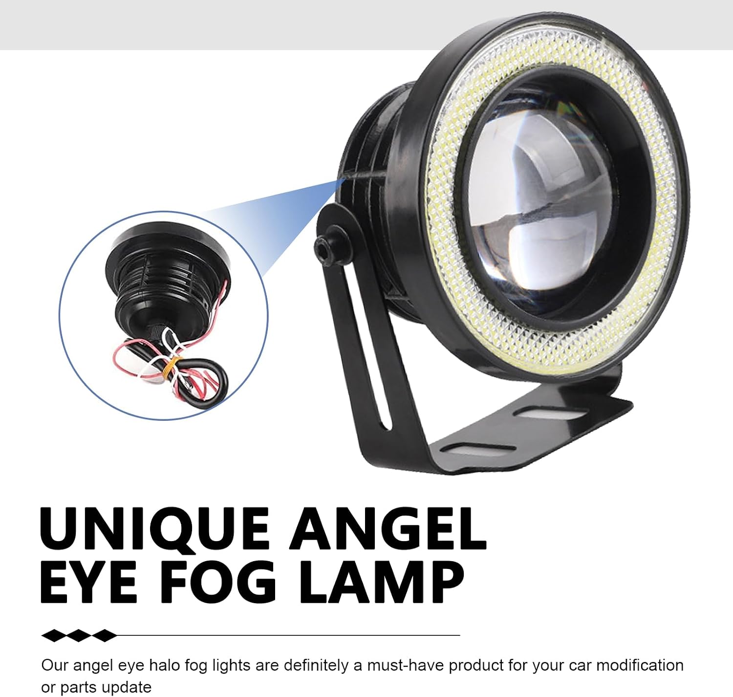 2 PCS Angel Eye Halo Fog Lights for Cars, COB Super Bright LED Round Fog Lights, 3" Waterproof Fisheye Lighting Assembly, Universal for Most Cars, Trucks, SUVs (Lce Blue) image 3