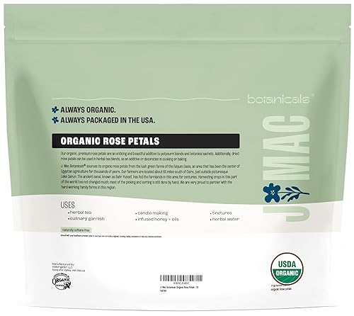 Miniatura 9 de J MAC BOTANICALS Pétalos de rosa orgánicos, (16 onzas), certificados por USDA, pétalos secos comestibles y de grado culinario para té de hierbas,