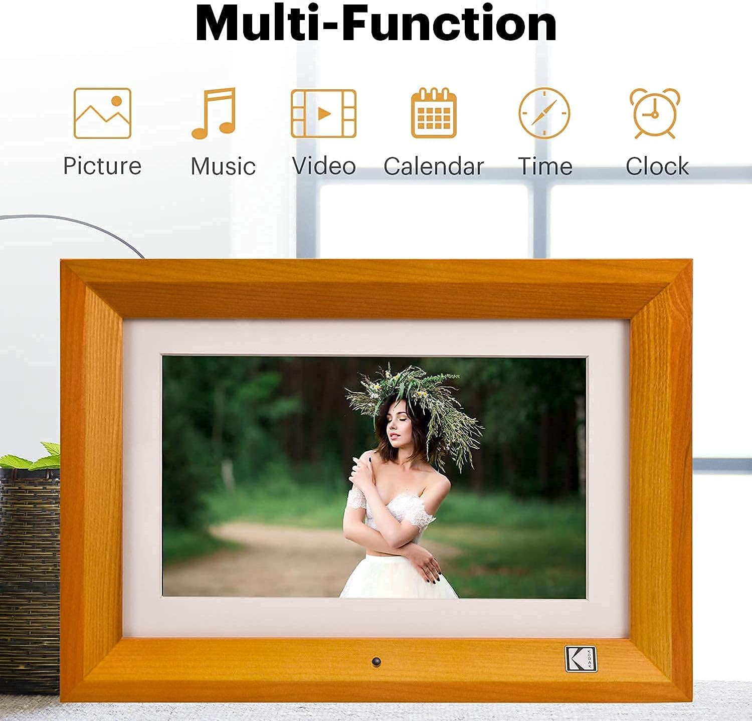 Kodak 10.1 Inch Wood Digital Picture Frame with Remote Control, IPS Screen HD Display, Auto-Rotate, Wall Mountable, Programmable Auto On/Off, Enjoy Your Precious Moment in Slideshow - Wood : Electronics