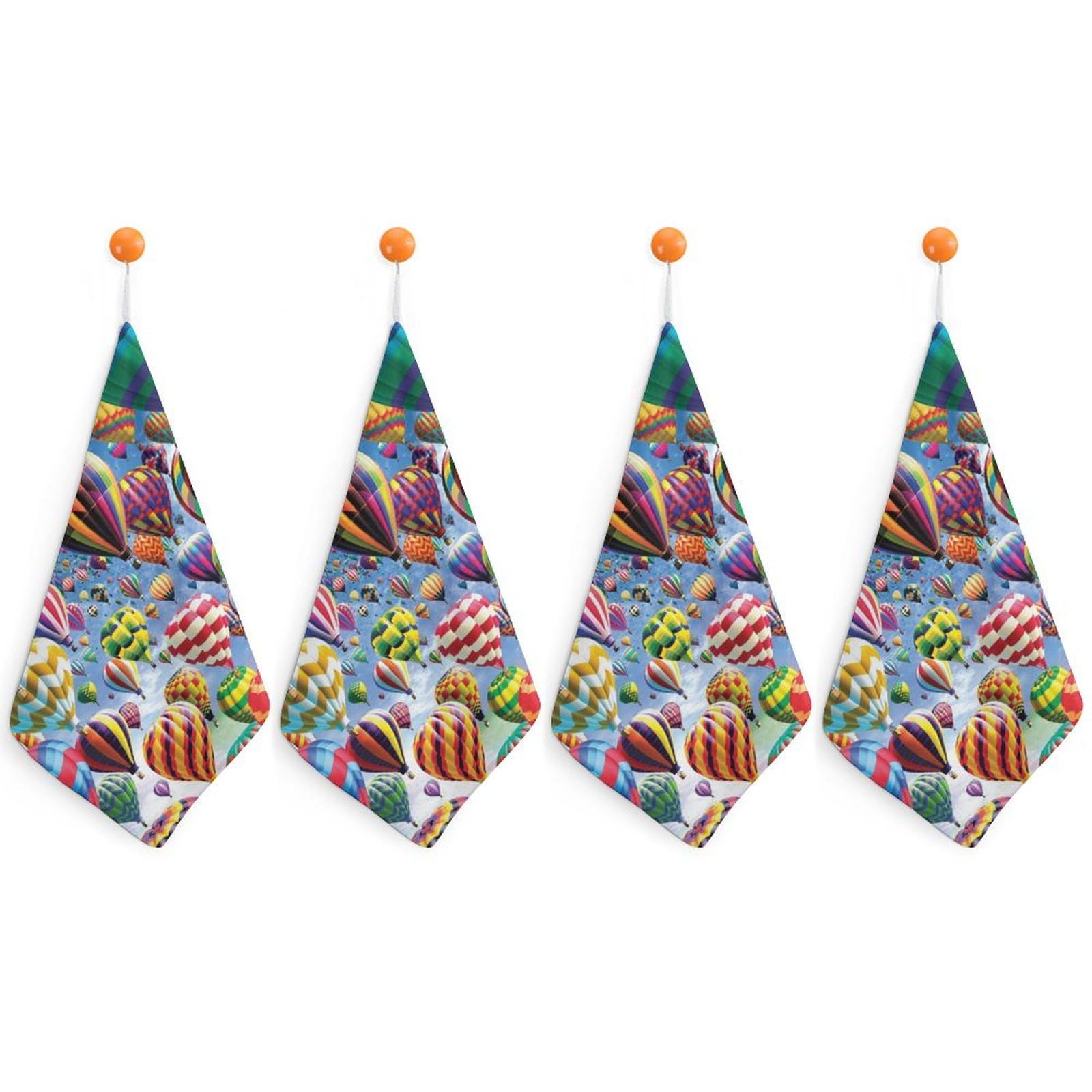 LEDFCVSU 4 Piece Hanging Hand Towels, Hot Air Balloon Sky Small Dry Hand Towel for Kitchen Bathroom