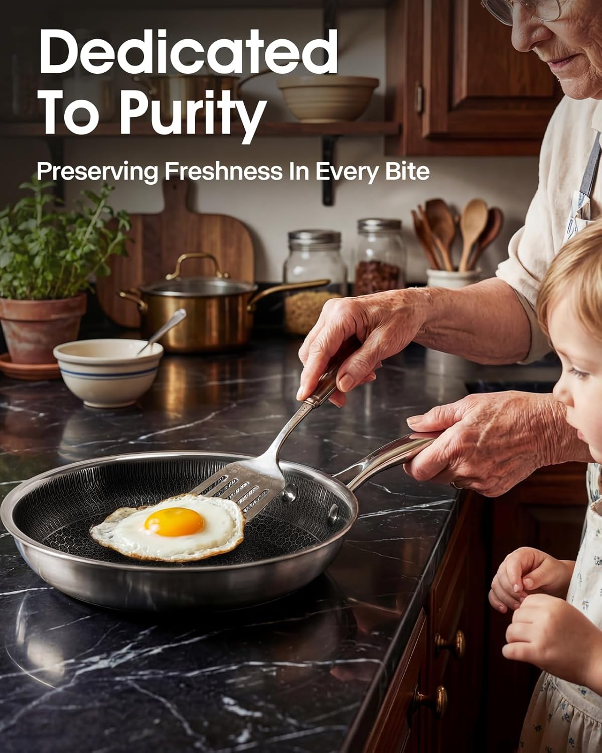 Nonstick Frying Pan with Lid,8-Inch Stainless Steel Skillet with Honeycomb Surface,Oven-Safe,PFAS-Free,Non-Toxic,Dishwasher-Friendly,Compatible with All Cooktops. - Image 8