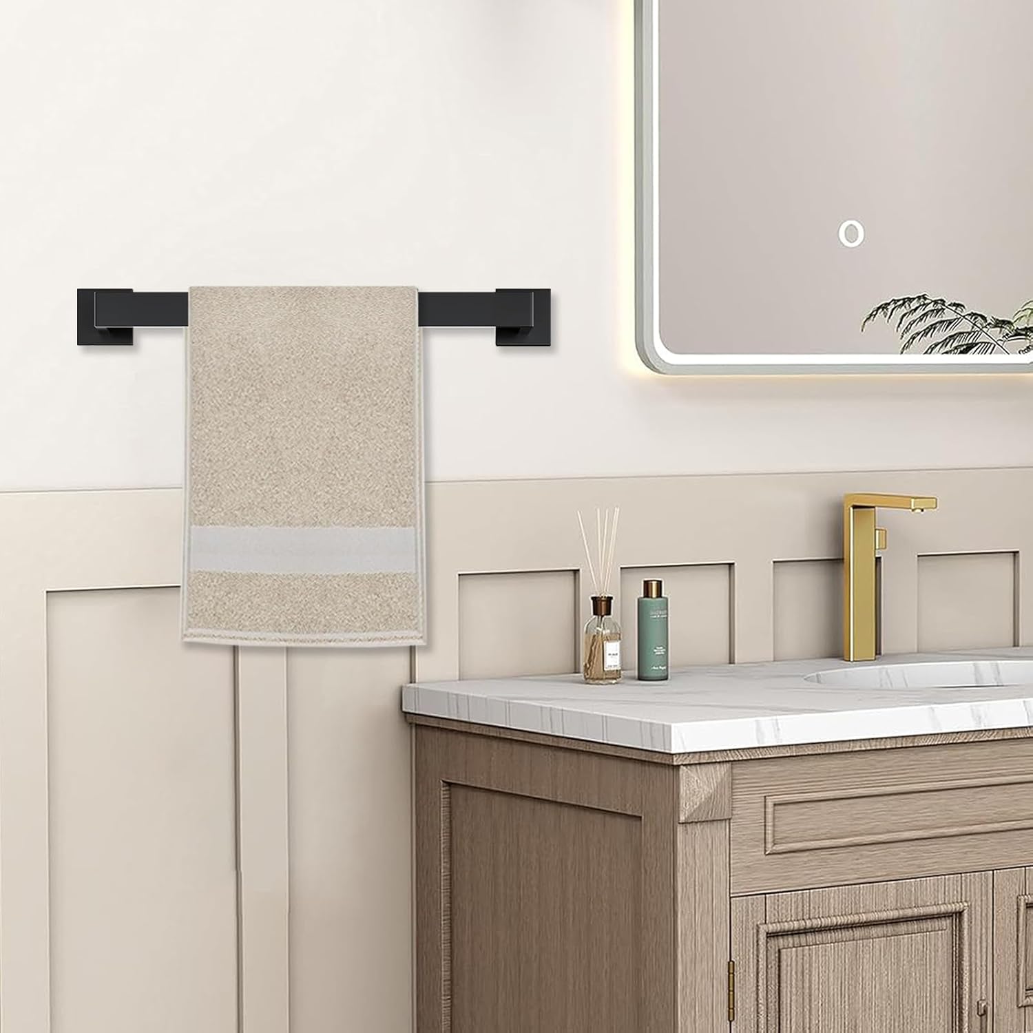 5 Piece Bathroom Towel Bar Set - SUS304 Stainless Steel Bath Towel Holder, 15.7 Inch Towel Racks for Bathroom Wall Mounted, Bathroom Hardware Accessories Set - Matte Black Matte Black 15.7 inch?5 Piece?