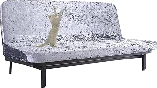 GUYIRT Funda de terciopelo para futón y cama, funda elástica para futón con brazos plegables para sala de estar y dormitorio (color gris oscuro)