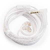 Vista 48 de KBEAR - Cable IEM de repuesto de 2 pines con micrófono, 4 núcleos de cobre puro HiFi, cable de actualización desmontable con enchufe de 3.5mm