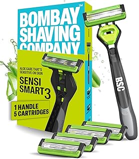 Bombay Shaving Company Sensi Smart
                            3 Razor with Cartridge (Pack of 4) || Green