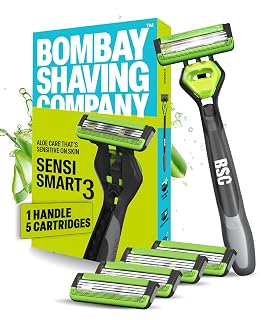 Bombay Shaving Company Sensi Smart 3 Razor with Cartridge (Pack of 4) || Green