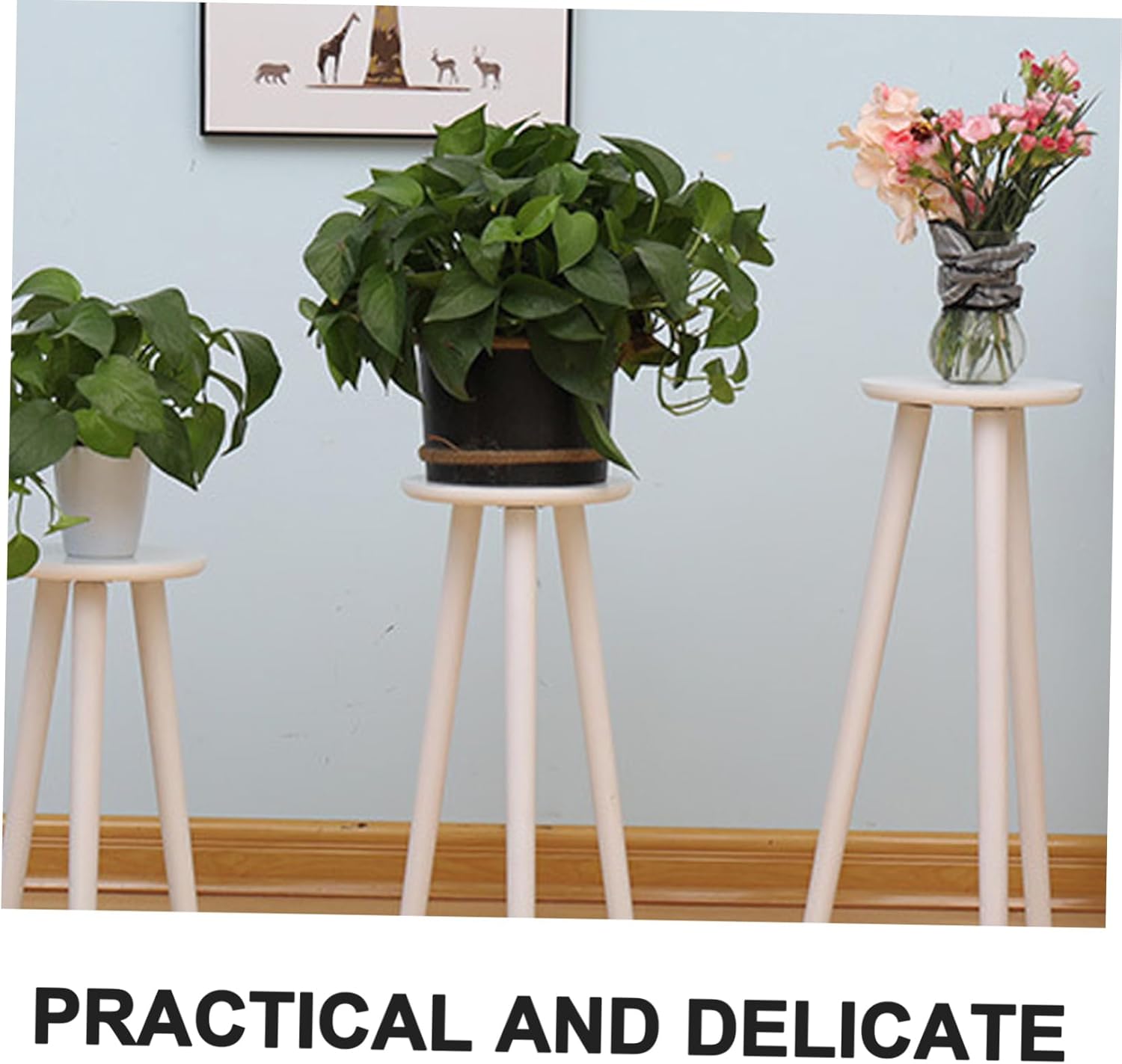 UPKOCH Wooden Indoor Plant Stand with Smooth Edges Floor Plant Pot Holder for Succulents and Bonsai Decoration