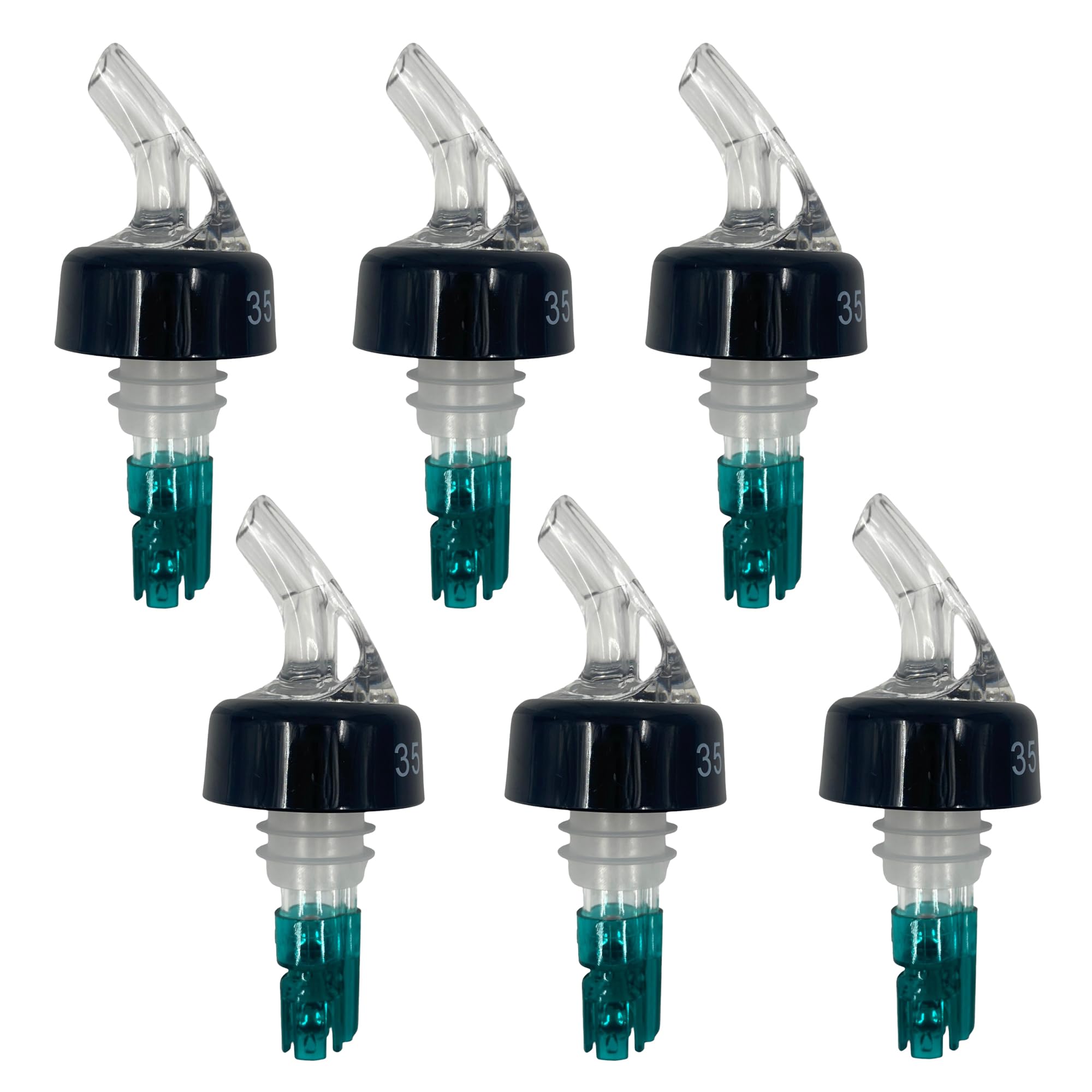 Chabrias Ltd 6 Pack 35ml Clear Spirit Measure Bottle Pourers UK Made Spirit Pourers UK Made, Not Government Stamped, Quick Shots, Wine, Cocktails, Essential Home Bar Accessories
