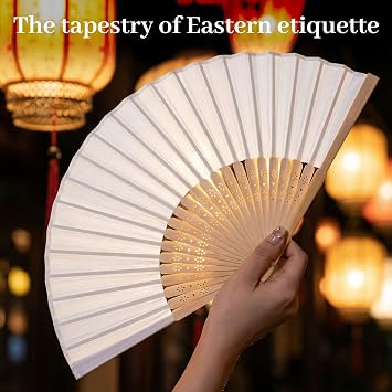 JOHOUSE 12 PCS White Hand Fan Foldable, 8.3 Inch Folding Fans Handheld | Women Wedding Guest Gifts, Party Favors, Bridal & Baby Shower Favors, DIY Crafts & Summer Cooling