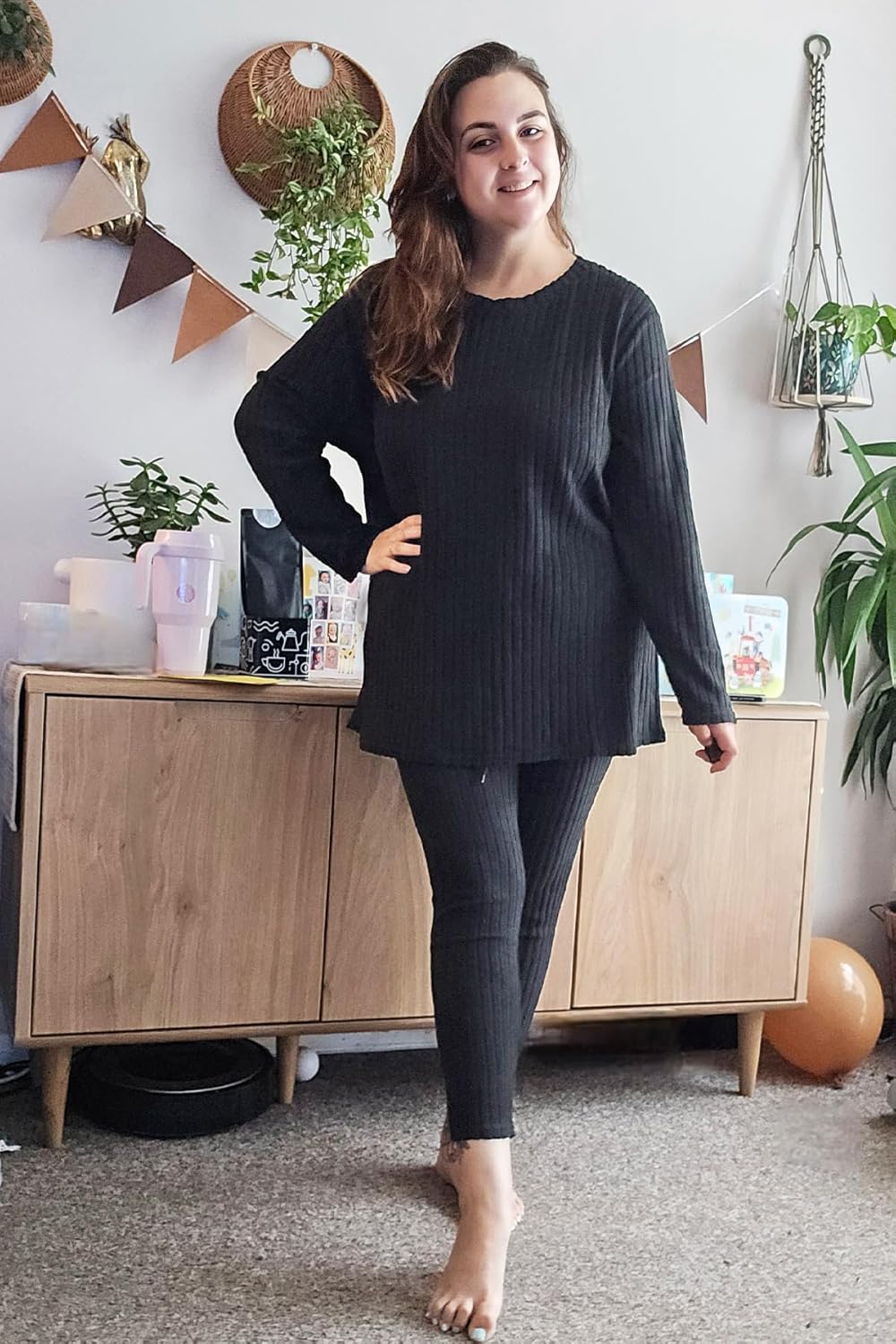 RITERA Plus Size Lounge Sets for Women 2 Piece Outfits Knit Long Sleeve Fall Pullover Tops Jogger Pant Pajama Set XL-5XL - Image 4