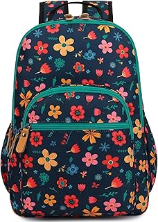 Floral Travel Backpack for Women Large Laptop Backpack Water Resistant Stylish Backpacks College Dapack Cute Shoulder Carry On Bag Dark Blue - Buy now
