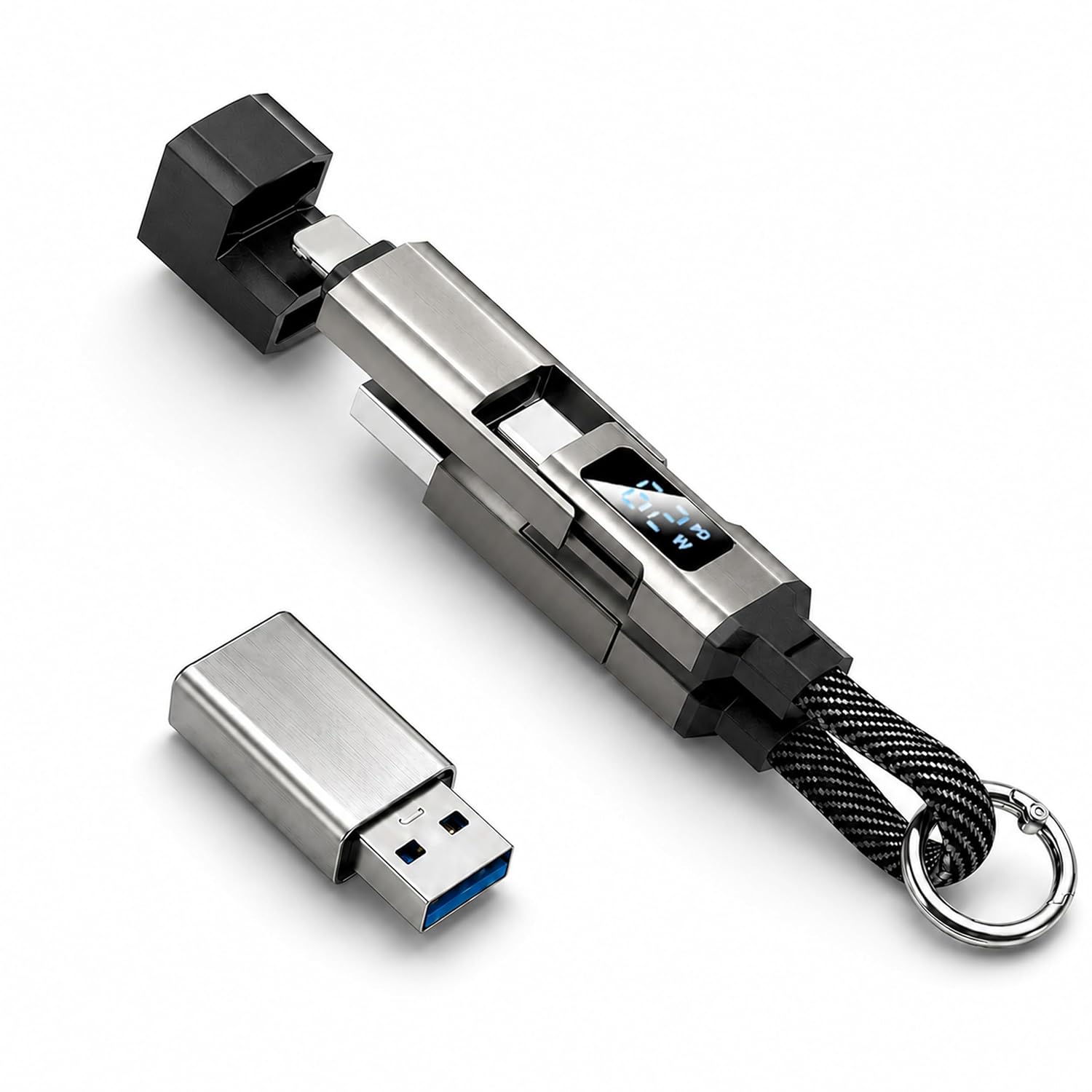 240W 4-in-1 Charging Cable, USB A & USB C to USB C/Lightning Fast Charger Cable for iPhone 15/14/13, iPad, MacBook, Samsung, Travel Essential (1, Black Gray)