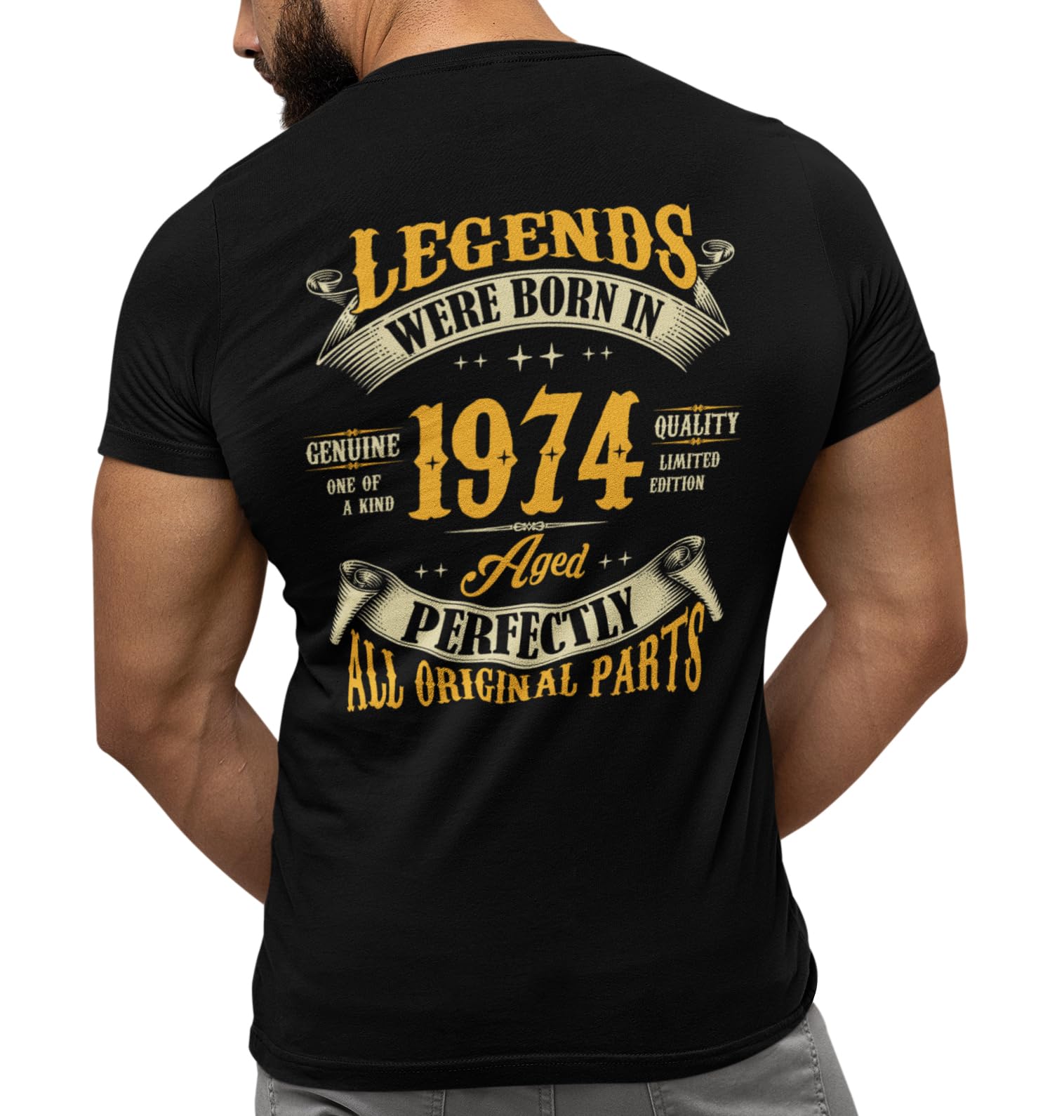 Sweet Gisele50th Birthday Shirt for Men, Legends were Born in 1974, Vintage 50 Years Old T-Shirt, Left Chest & Full Back Print