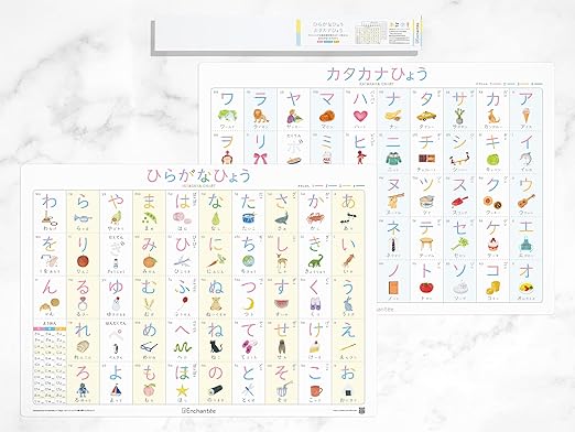 Amazon アンシャンテの書き順学習ポスター2枚セット ひらがな カタカナ 防水 角丸 ひらがな カタカナ 漢字 おもちゃ