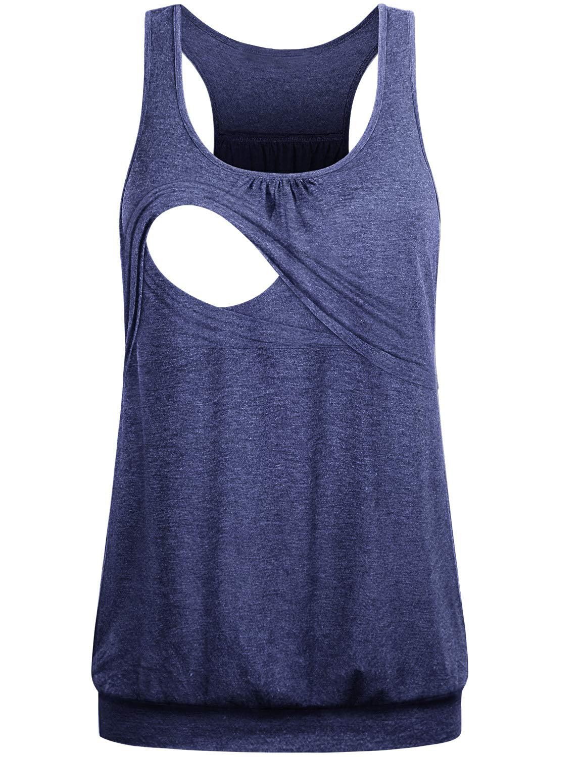 Joymom Maternity Summer Cool Sleeveless Nursing Tank Tops Breastfeeding Shirts