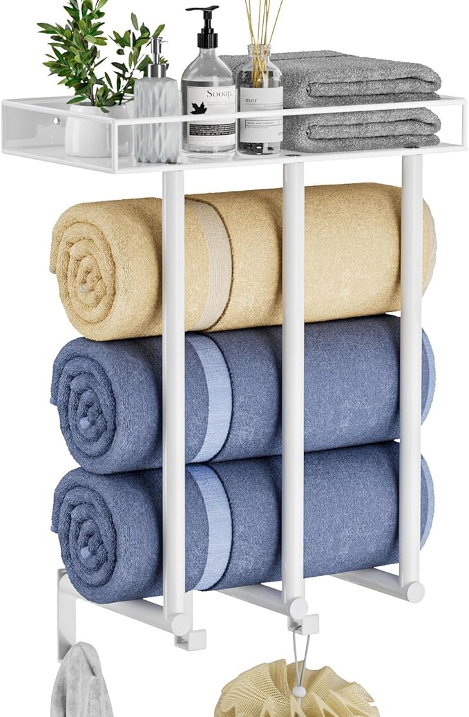 Ovicar Towel Racks for Bathroom - Wall Mounted Towel Rack with Metal ...