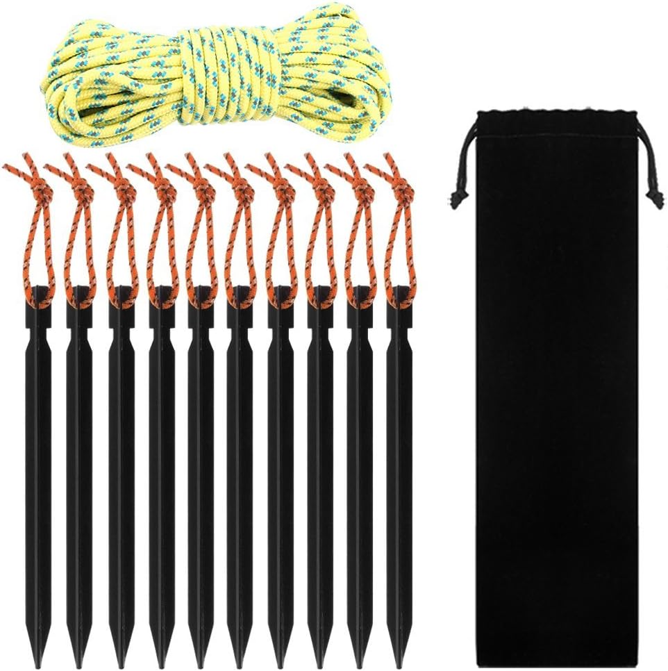 Outdoors Tent Stakes Pegs, DaKuan 10 Pack Premium 7" Tent Pegs Stakes