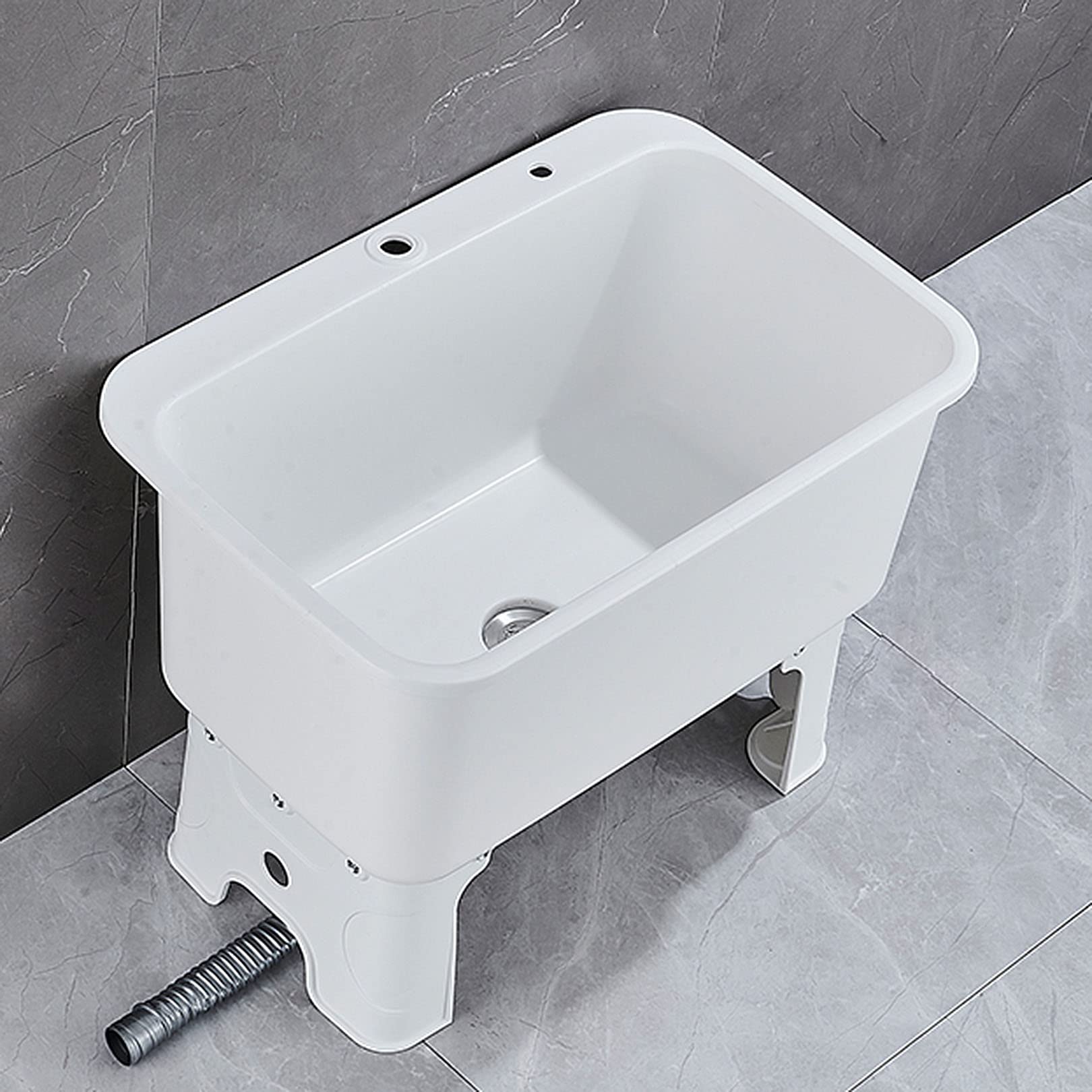 AYCDL Mop Pool Slop Sinks,Commercial Mop Sink, Large Capacity Deepening Sink, Floor-Standing Mop Sink Suitable for Washing Room, Basement, Shop,60cm