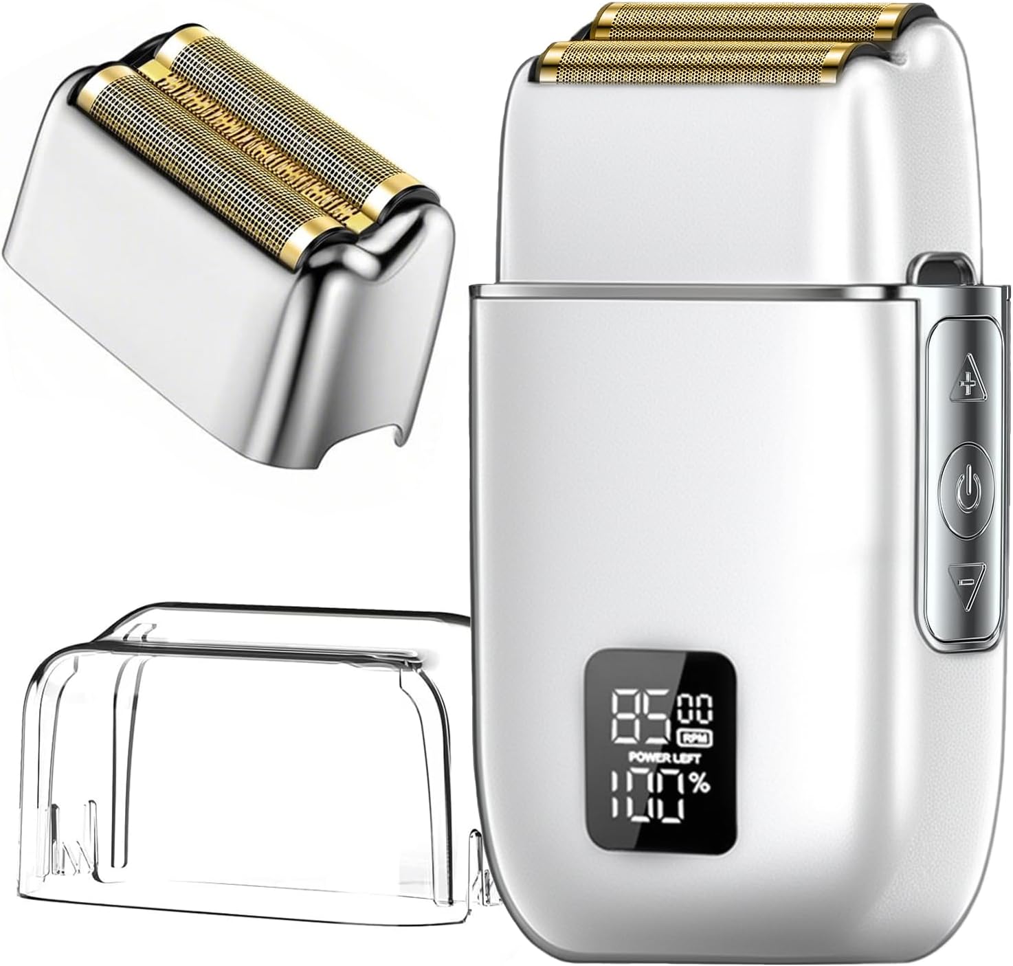 Electric Foil Shavers for Men, 3 Speed Electric Razor for Men, High Speed Dual Floating Blades, IPX7 Waterproof Wet & Dry, LED Display, USB Type C Charging, Foil Razor for Face/Beard/Head (Silver)