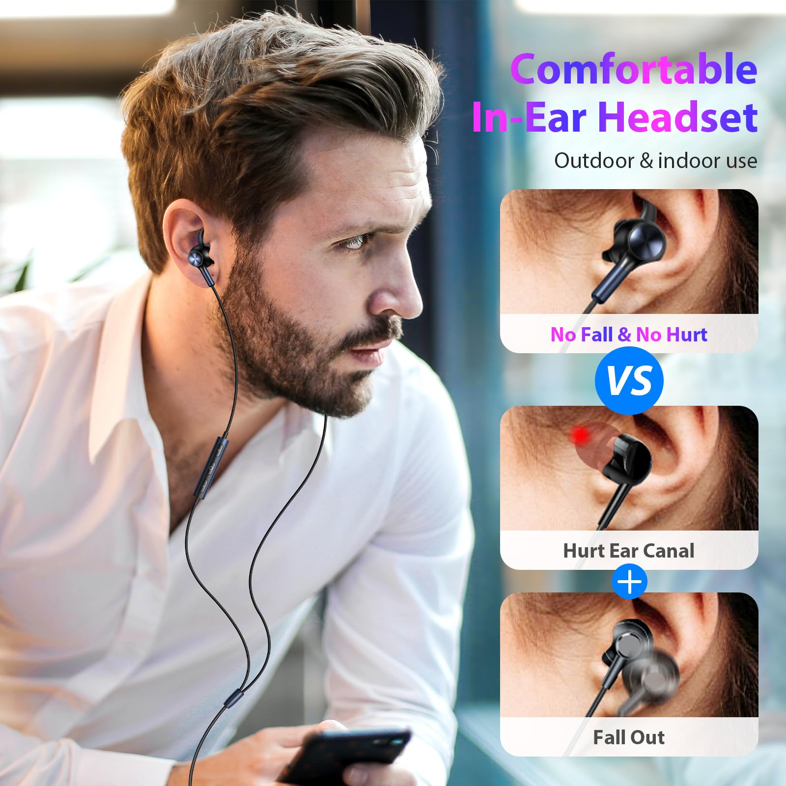 APETOO Auricolari con cavo USB-C con alette anti-allarme/ferite, per iPhone 16 15/iPad/Samsung/Android, microfono e controllo del volume, bassi stereo puri, cancellazione del rumore, auricolari in-ear