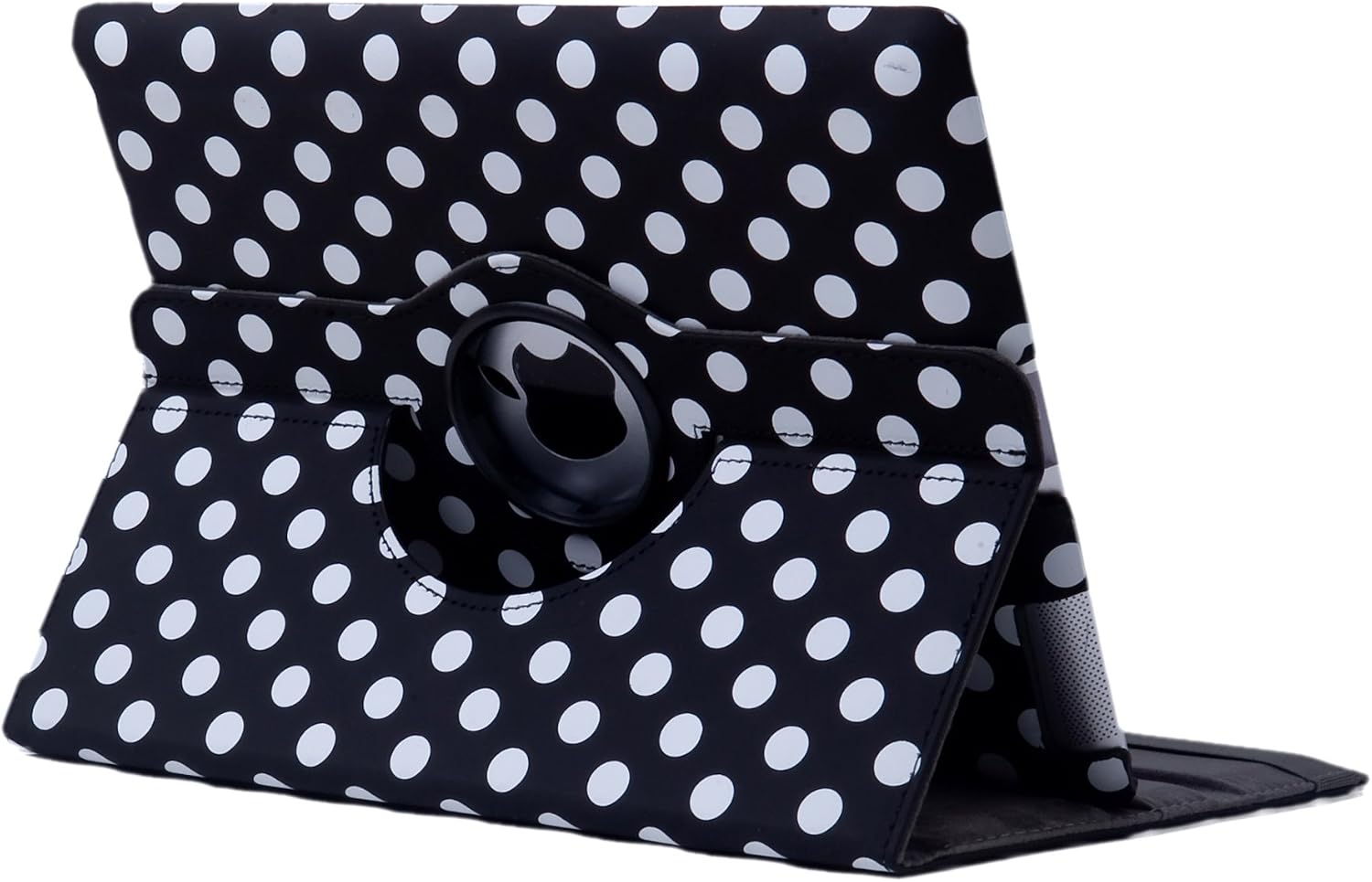 iPad 2 Aceessory Bundle Including 1 Faux Leather Stand Case for Apple iPad 2/2 Stylus Pens / 1 Screen Protector / 1 ECO-FUSED Microfiber Cleaning Cloth (Black and White dots)