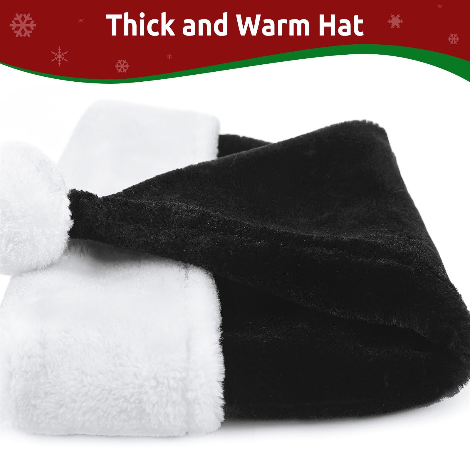 KONVINIT Cappello di Natale Nero Cappello Babbo Natale Adulto Cappellini Natale Cappellino Babbo Natale Taglia Unica