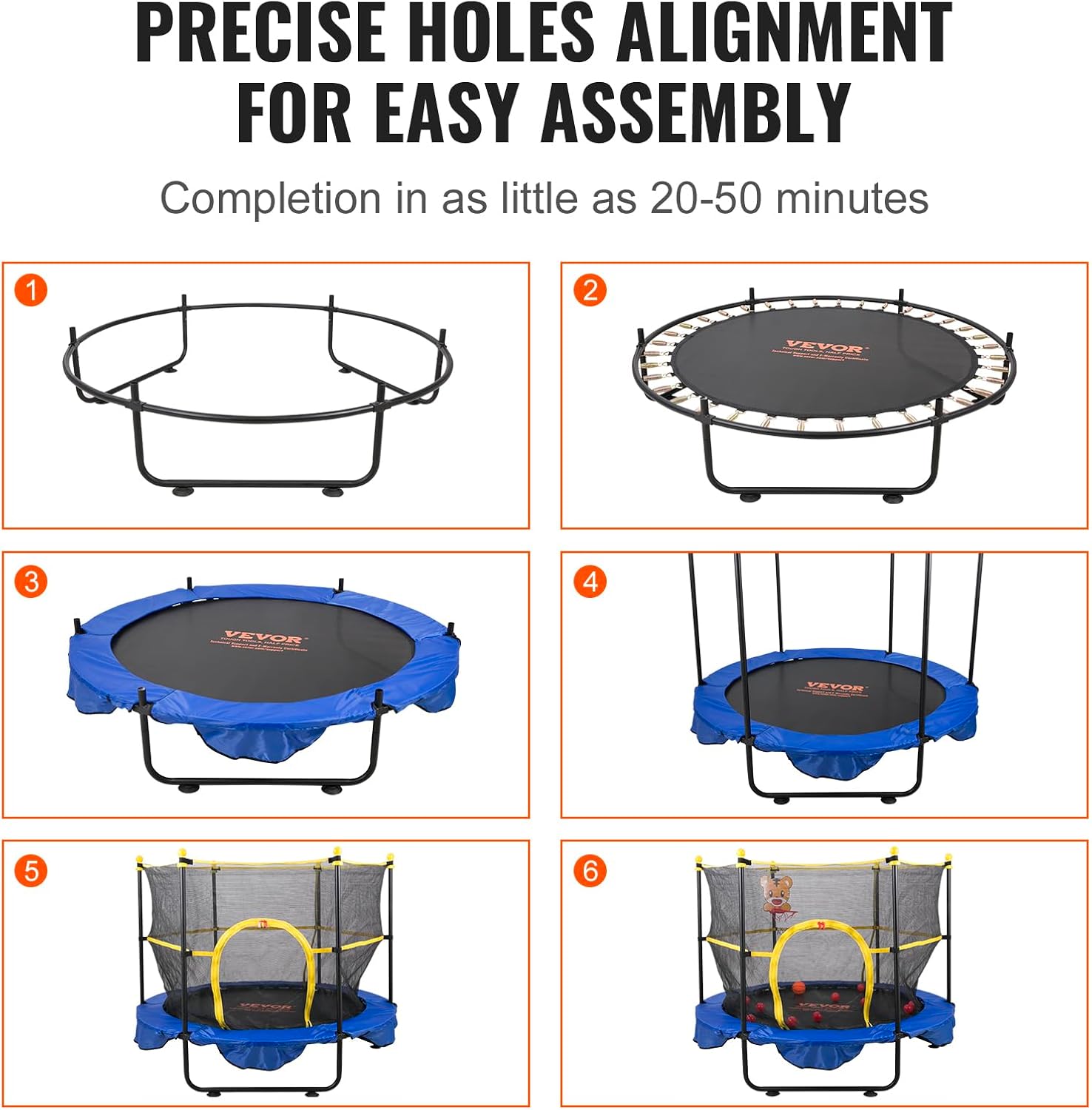 VEVOR 5ft Kids' Trampoline with Safety Enclosure and Basketball Hoop