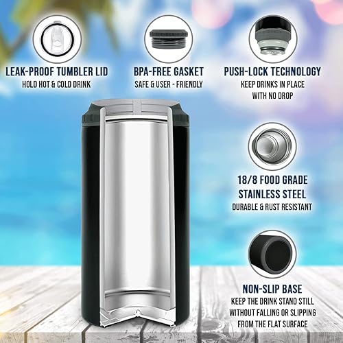 Miniatura 4 de Magizak Enfriador de latas y botellas regularesdelgadas de acero inoxidable 4 en 1 con fotos, regalo para mamá, papá, amigos, cumpleaños, Navidad