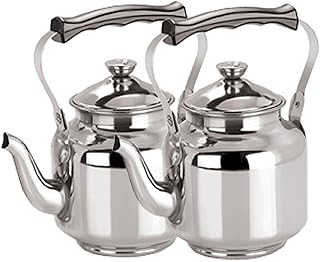 Kuber Industries Stainless Steel Hot Water/Tea Kettles(Tea0107_Silver_Pack of 2), (Model: Cass38)