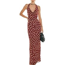 Womens Backless Halter Tie Back Dress Summer Sleeveless Mesh Maxi Beach Vacation Cruise Outfits