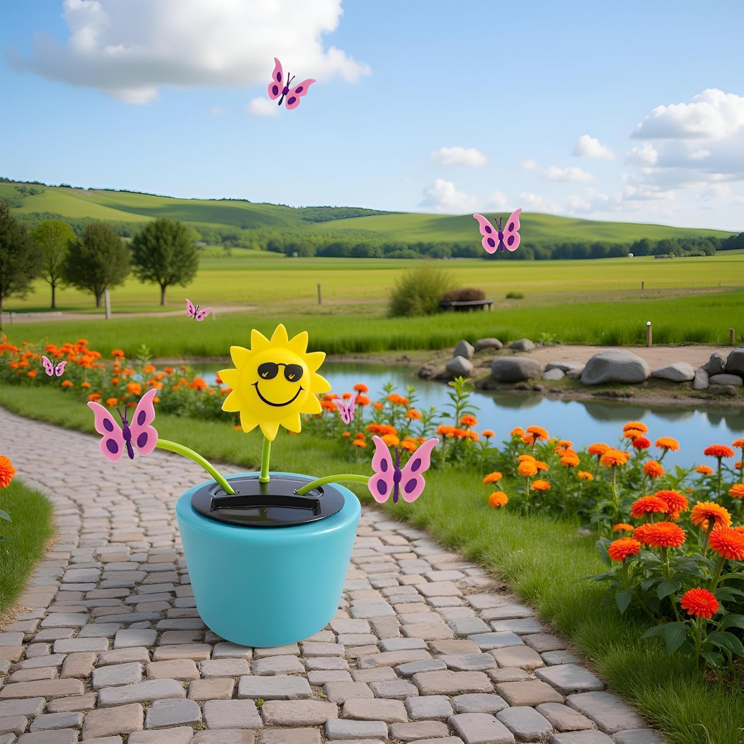 Cute Solar Dancing Flowers Swinging,Solar Dancing Flower, Swinging Sunflower Bobblehead, Car Dashboard Decor, Home Window Decoration, Solar Power Kits