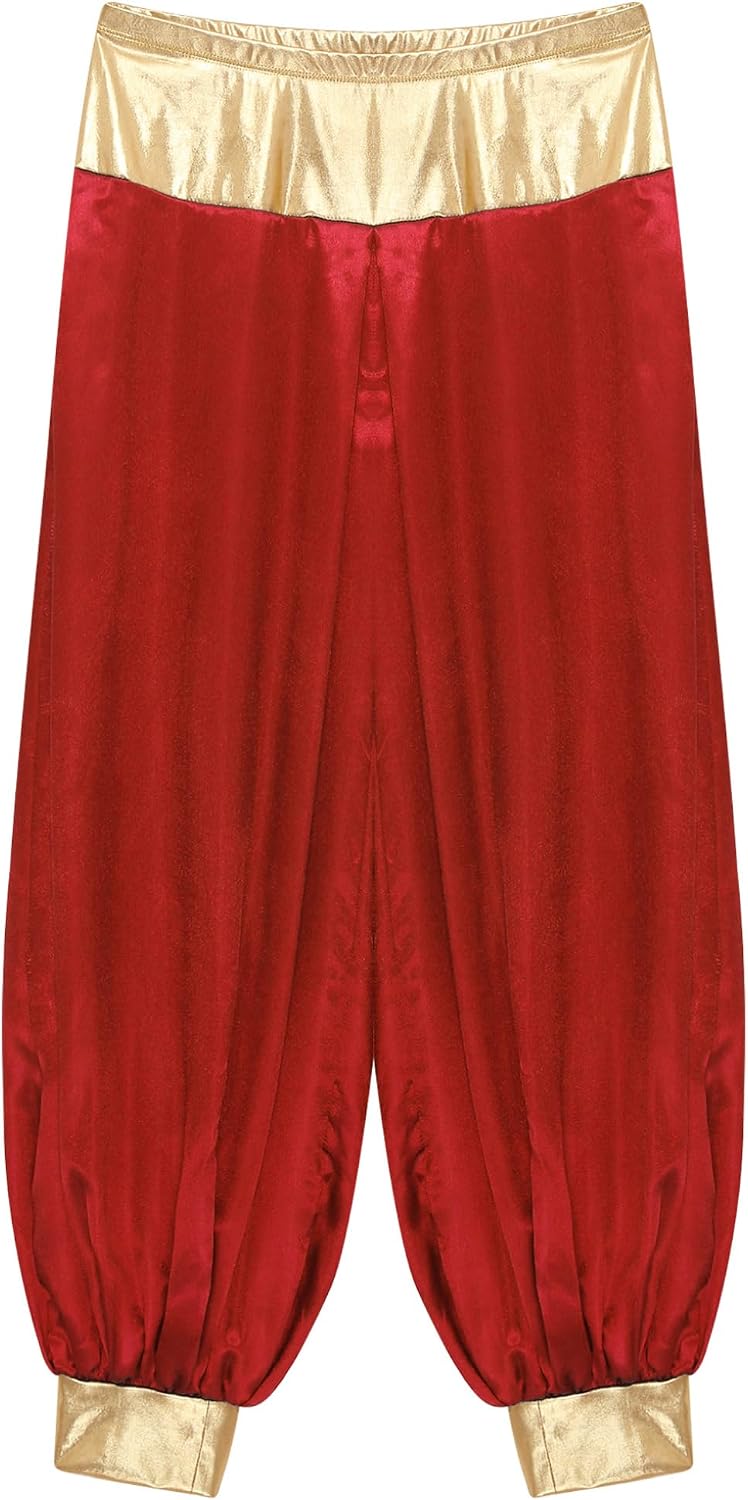 Oyolan Adult Silky Belly Dance Harem Pants Men Arabian Prince Cosplay Costumes Bloomers Carnival Dress Up