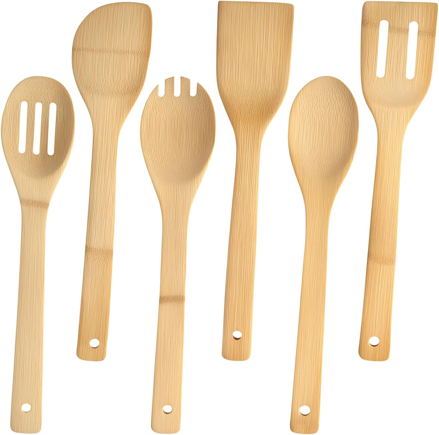 HANSGO 6PCS Bamboo Kitchen Utensils, Bamboo Spatula Spoons Kitchen Cooking Utensils Set for Home Kitchen Housewarming Holiday Gift HANSGO 6PCS Bamboo Kitchen Utensils, Bamboo Spatula Spoons Kitchen Cooking Utensils Set for Home Kitchen Housewarming Holiday Gift