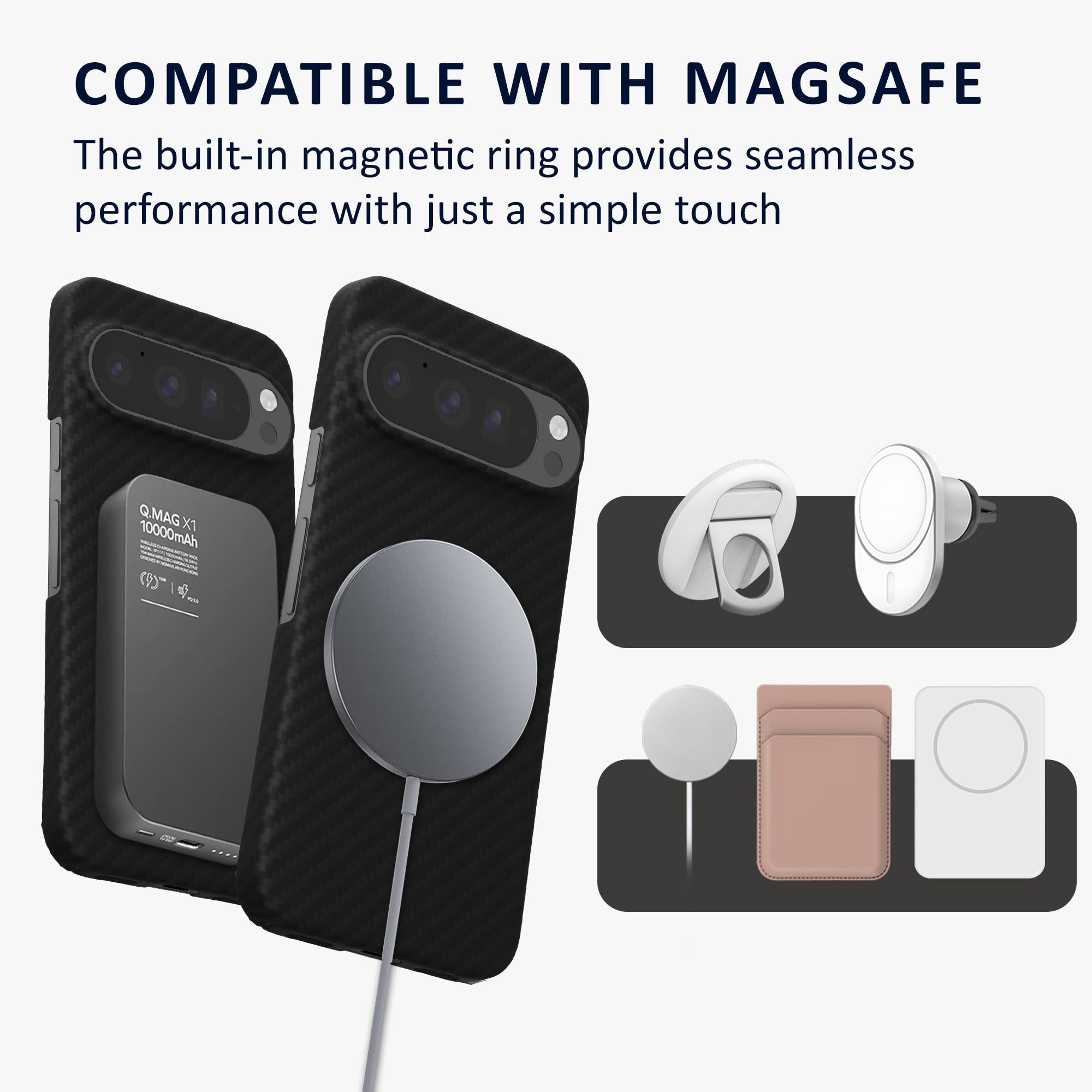 kalibri Etui do Google Pixel 10 / Pixel 10 Pro - Aramidowa obudowa telefonu - Etui ochronne - Kompatybilne z MagSafe, kolor czarny