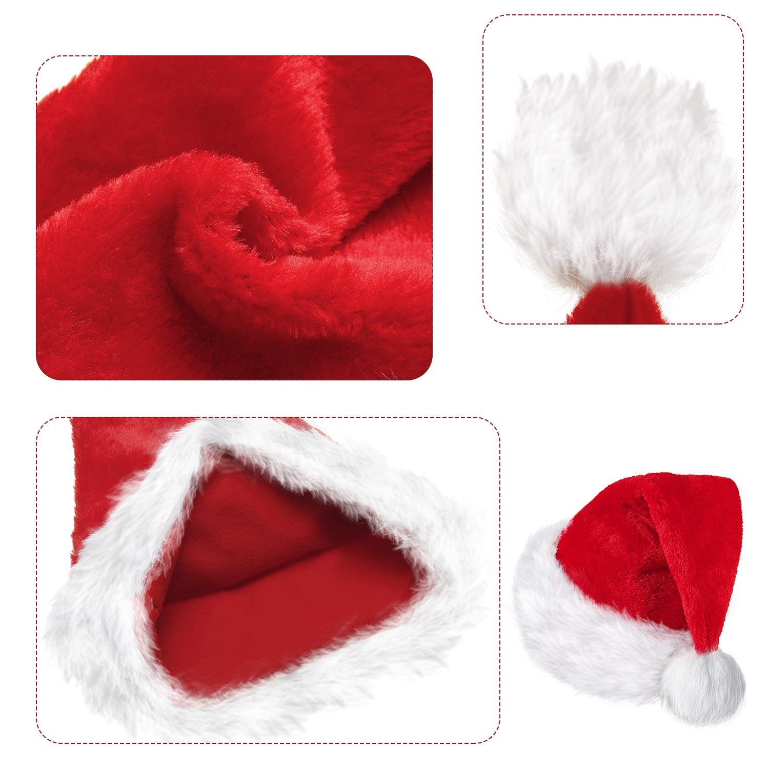 SATINIOR 2 Santa Hat Christmas Cap Unisex Xmas Holiday Hat Bulk for New Year Party Supplies Christmas Decoration (red, 12.6 X 17.7 Inch) 1