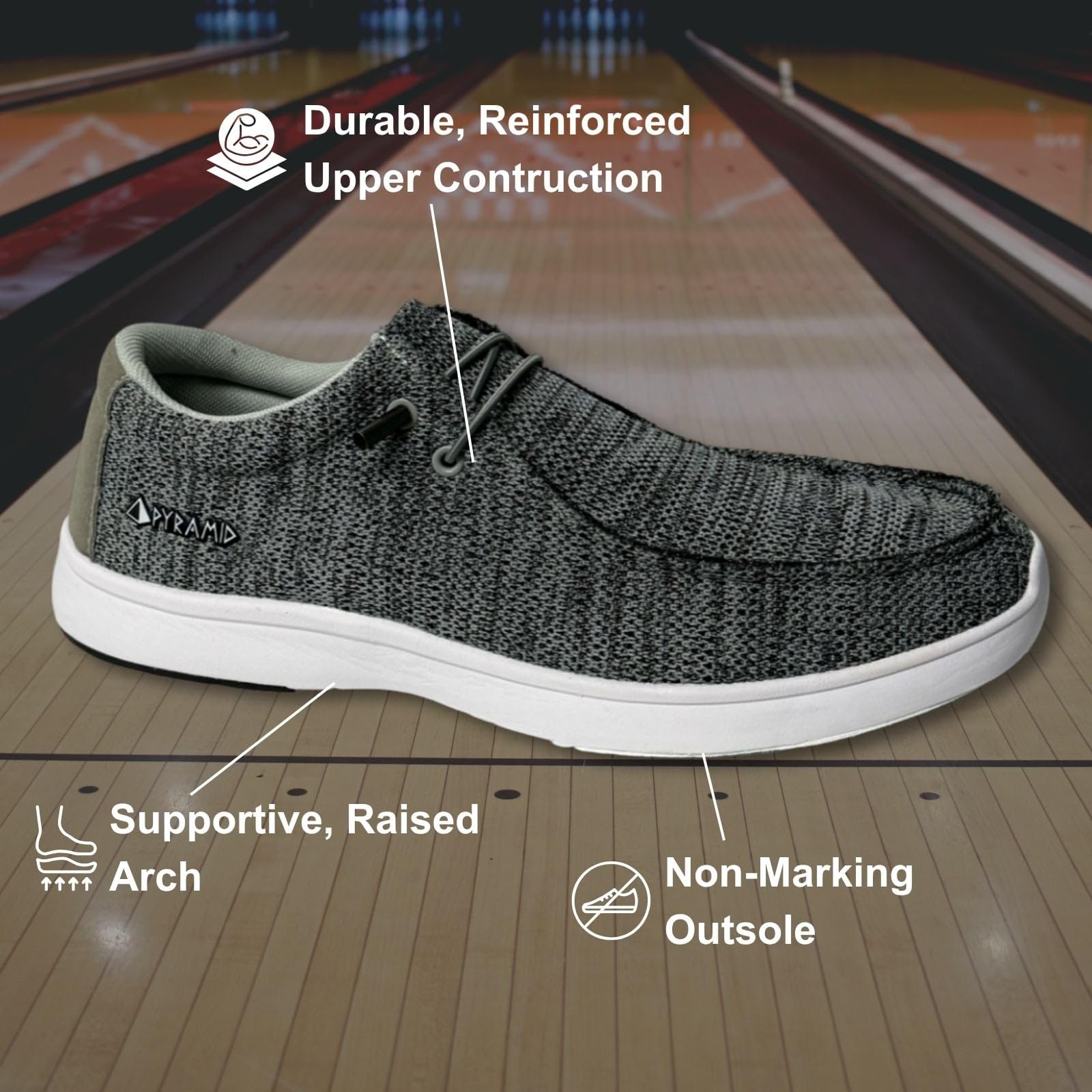 Pyramid Scarpe da bowling da uomo Path Lite senza cuciture, Grigio statico, 41.5 EU