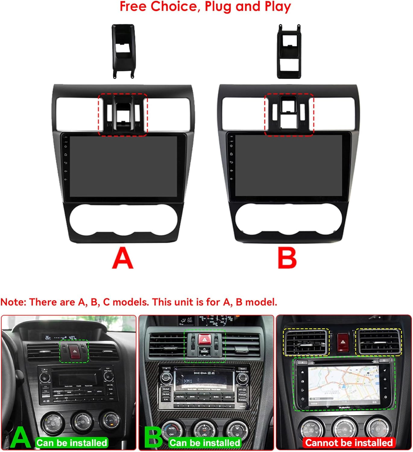 【2GB+64GB】 Android 14 Car Stereo for Subaru Forester Impreza WRX 2013-2014 with Wireless Carplay Android Auto 9“ Screen WiFi GPS Navigation Bluetooth 5.0 FM,SWC, Car Tablet