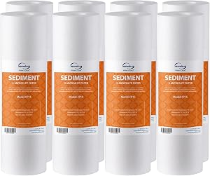 iSpring FP15X8 NSF Certified 10"x2.5" Multi-Layer PP Universal Sediment Filter Cartridges 5 Micron 8-Pack