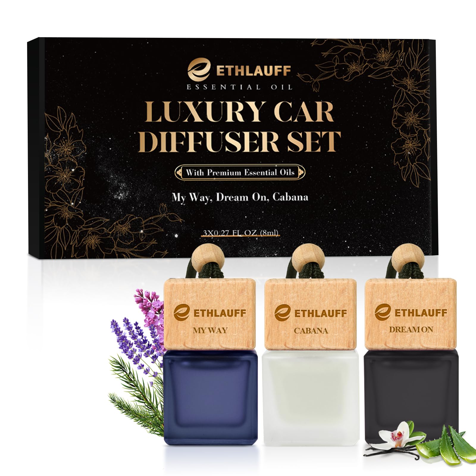 Photo 1 of **PARTIAL SET/ MISSING PIECES*** Car Air Freshener Hanging 3 Pack - 1 Way, Dream On, Cabana Hotel Collection Diffuser Oil Inspired The One Hotel, Car Fresheners for Women & Men, 45+ days Long Lasting, 0.27 FL OZ/8ML