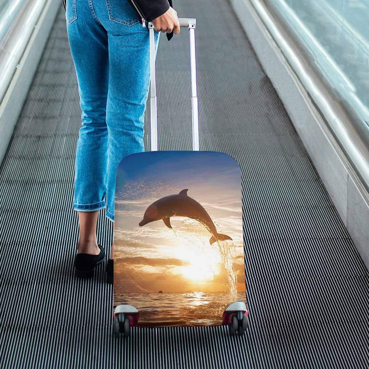 review InterestPrint Funny Animal Dolphin on Sunset Sea Water Travel Luggage Cover Suitcase Baggage Protector Fit 18