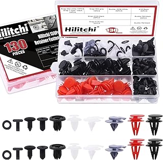 Hilitchi 130Pcs 8 Sizes Automotive Retainer Fastener Clip Assortment Kit, Interior and Exterior Car Body Retainer Clips Auto Push Pin Rivets Door Trim Panel Clips for Most Vehicle