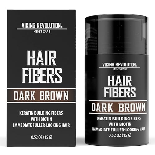 Viking Revolution Fibras de cabello castaño oscuro para cabello adelgazante para hombres, fibra gruesa para cubrir puntos calvos, fibras de Marrón