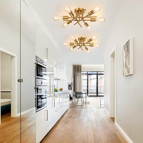 Miniatura 5 de Sputnik Candelabros, lámpara de techo moderna semiempotrada con base E26, lámparas industriales de mediados de siglo para cocina, casa de campo,
