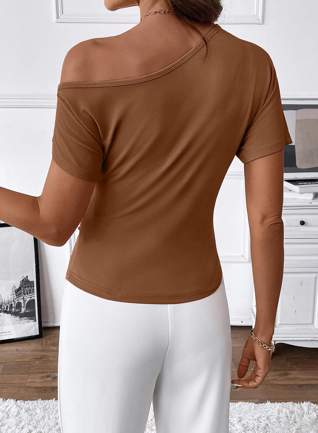 SHEWIN Going Out Tops for Women Sexy Short Sleeve Off Shoulder Top Pullover Womens Summer Tops 2026 - Image 6